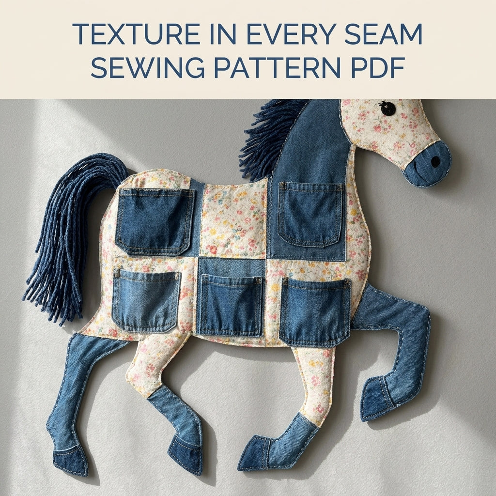 Denim Horse Pocket Organizer Sewing Pattern PDF – Upcycled Jeans Wall Hanging