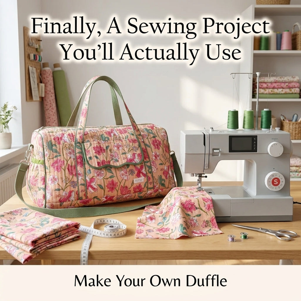 Quilted Duffle Bag Sewing Pattern — Weekender with Front Flap Pocket, Video Tutorial, English and French, A0 and A4 PDF