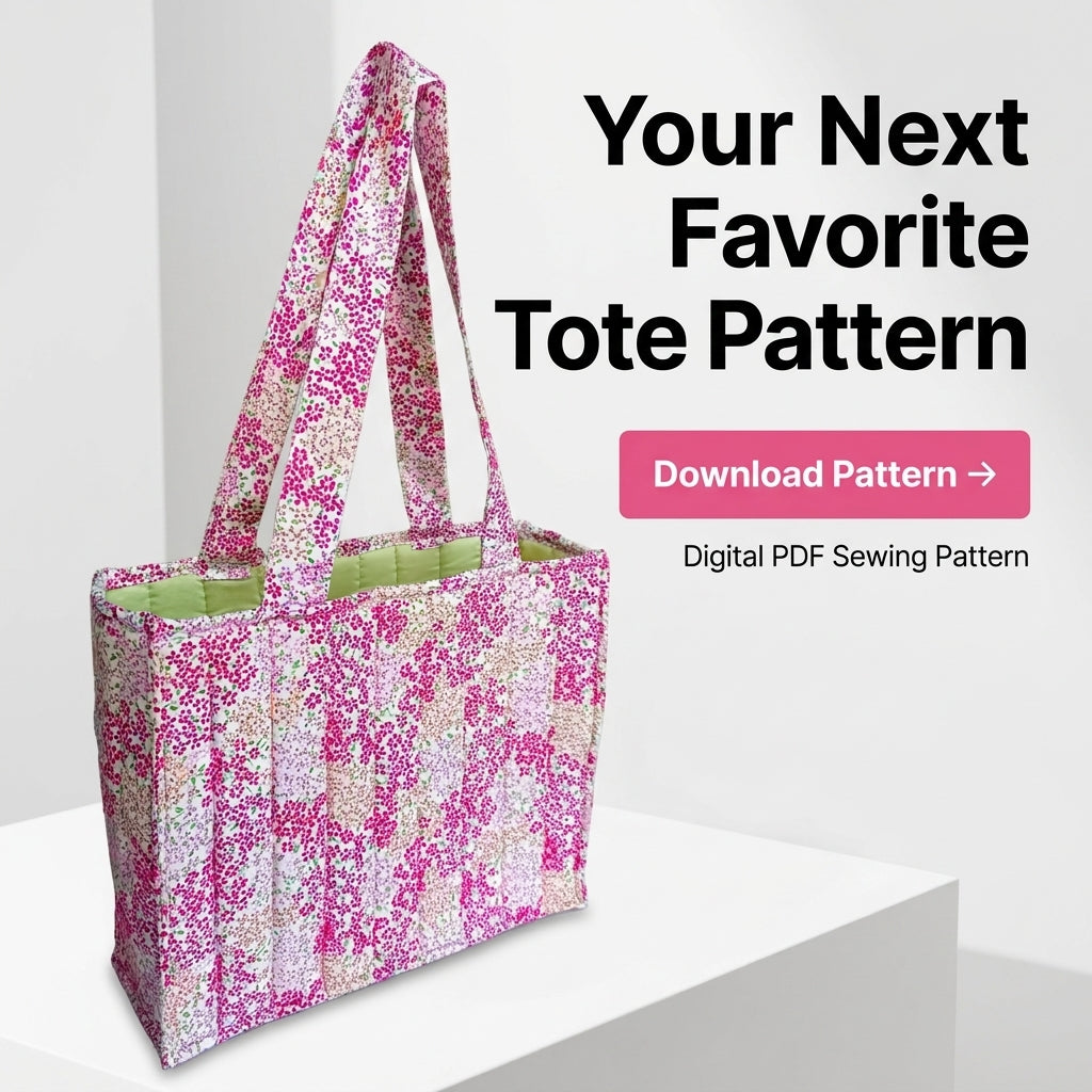 Tulip Tote Bag Sewing Pattern — Crossover Wrap Bag in Two Fabrics, Reversible, Beginner Friendly, PDF Download