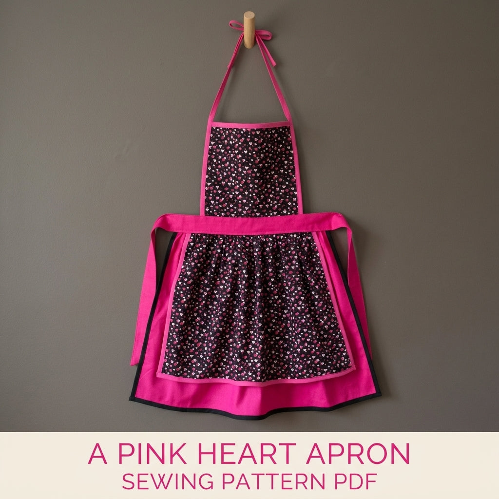 Pink Heart Layered Apron Sewing Pattern PDF – Easy Bound Apron
