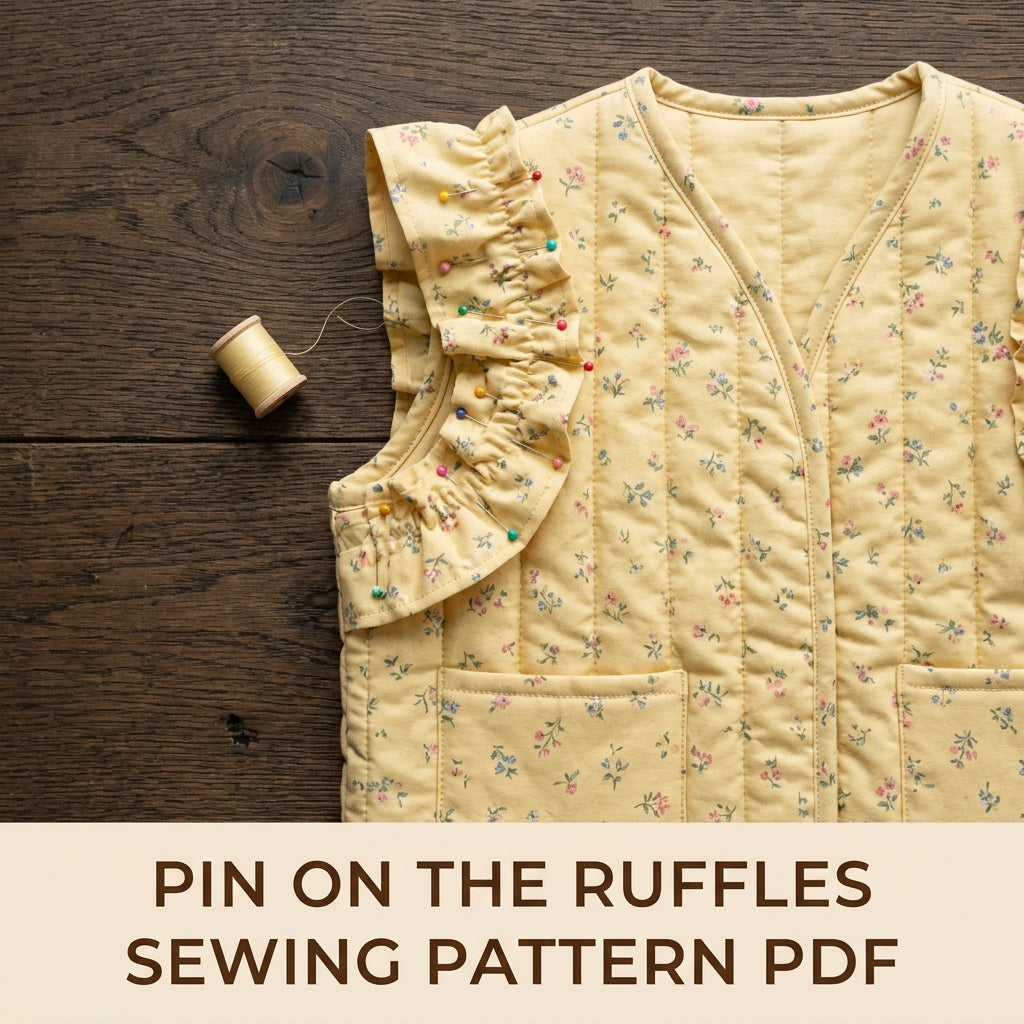 Children's Quilted Vest Sewing Pattern PDF – Girls' Ruffle Vest with Patch Pockets