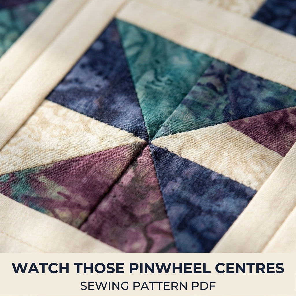 Modern Pinwheel Quilt Pattern PDF – Half-Square Triangle Throw Quilt with Sashing and Border