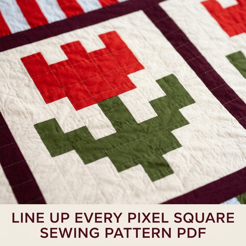Pixel Tulip Stripe Quilt Sewing Pattern PDF – Modern Tulip Quilt with Bar Rows