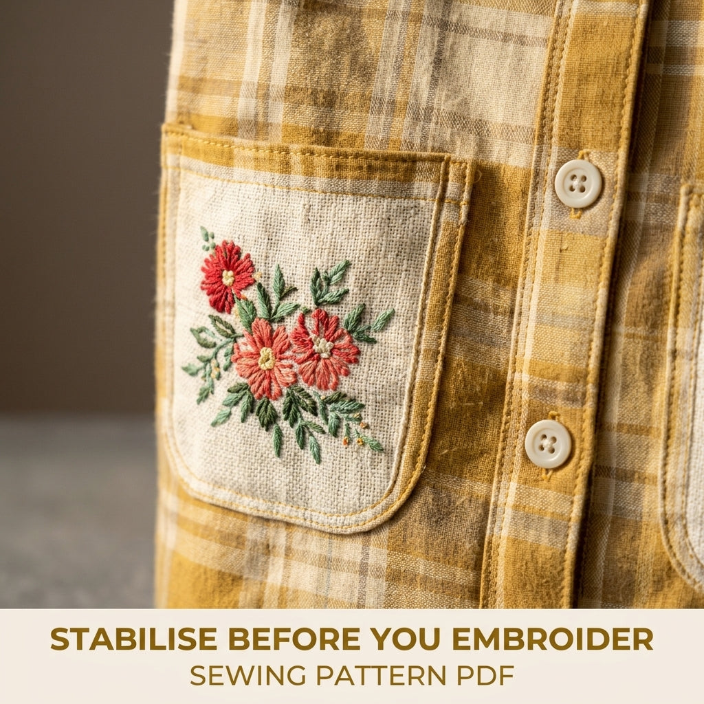 Mustard Shirt Tote Sewing Pattern PDF – Upcycled Shirt Bag with Embroidered Pockets