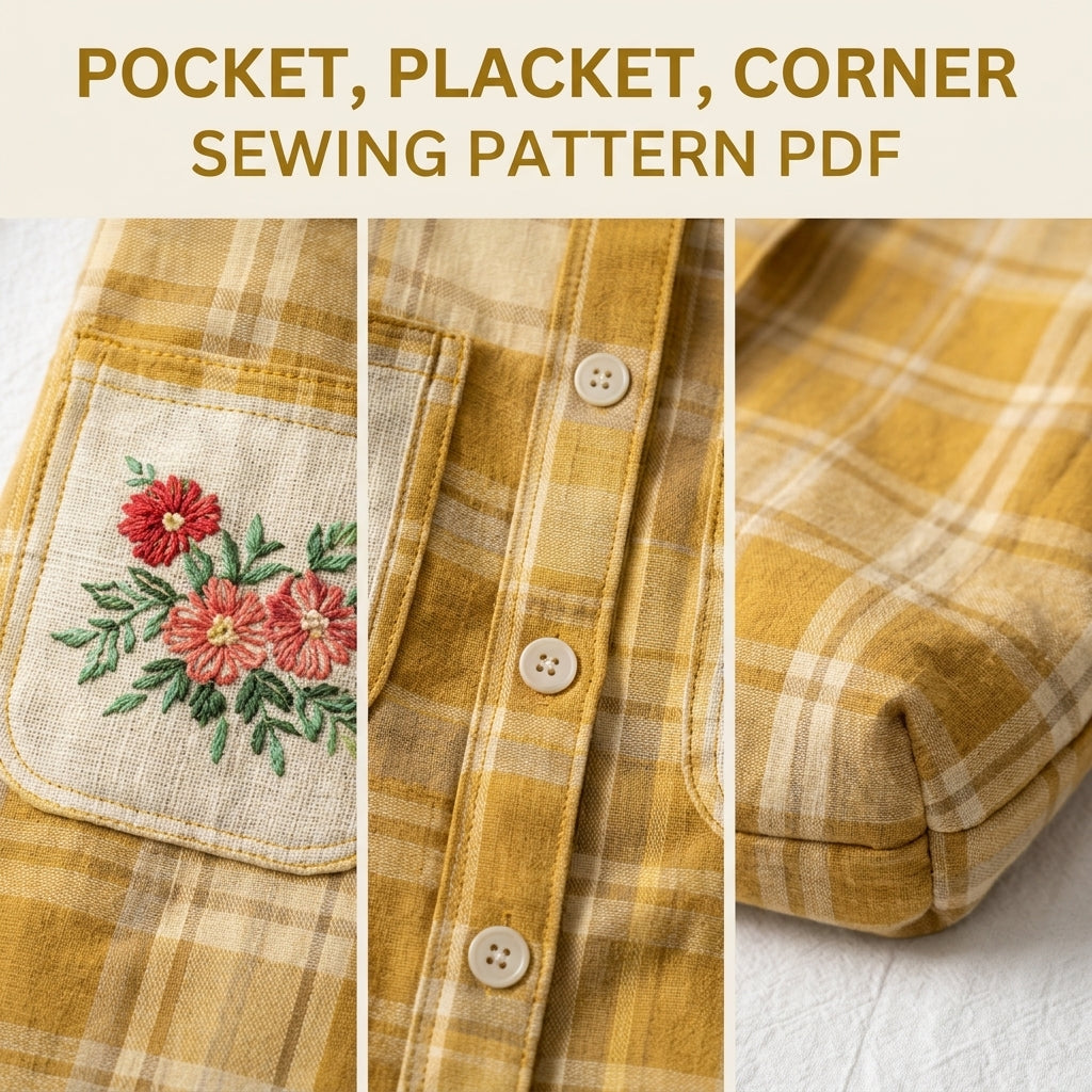 Mustard Shirt Tote Sewing Pattern PDF – Upcycled Shirt Bag with Embroidered Pockets