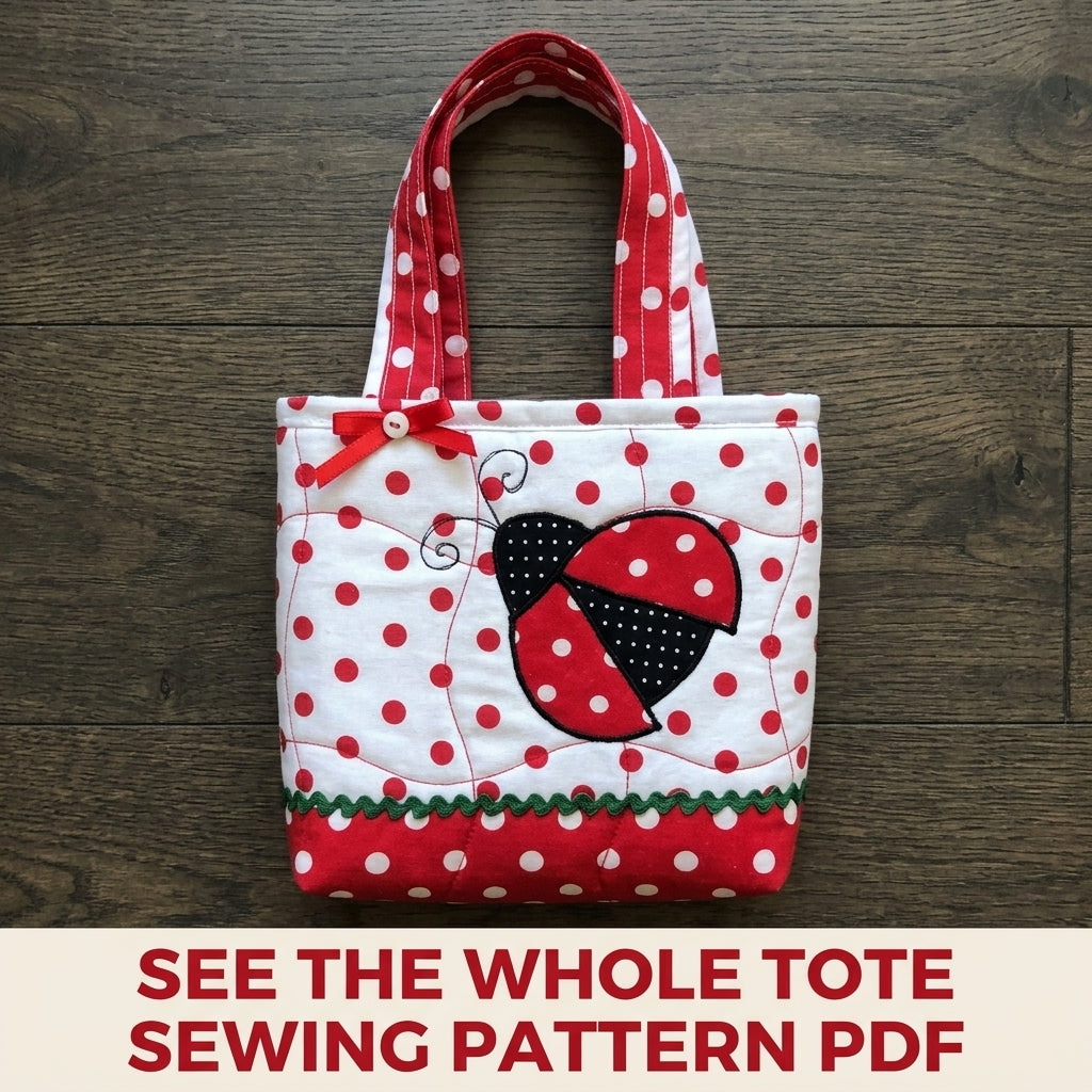 Ladybug Appliqué Mini Tote Sewing Pattern PDF – Kids Gift Bag
