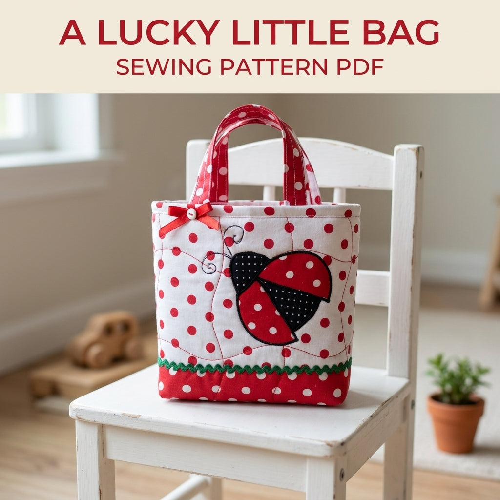 Ladybug Appliqué Mini Tote Sewing Pattern PDF – Kids Gift Bag