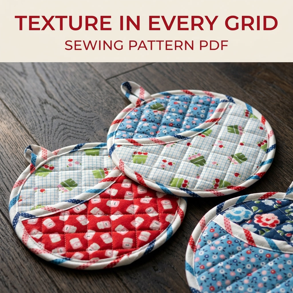 Round Pocket Pot Holder Sewing Pattern PDF – Quilted Pot Holder Set