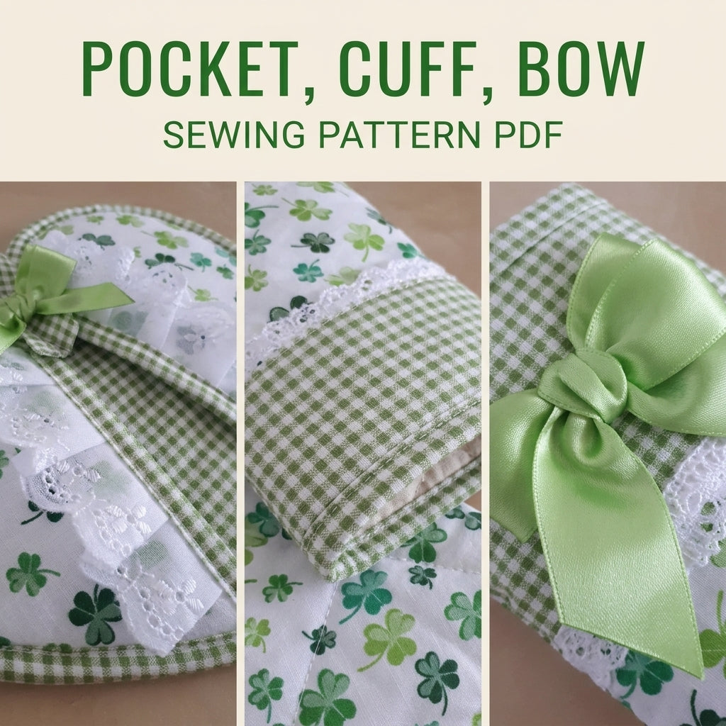 Shamrock Pot Holder and Oven Mitt Set Sewing Pattern PDF – Heart Pot Holder