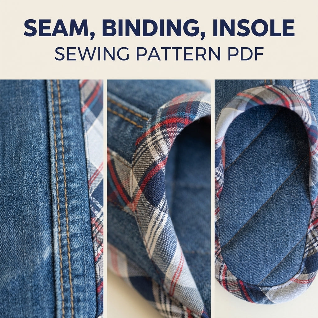 Denim Plaid Slippers Sewing Pattern PDF – Upcycled Jeans House Slippers