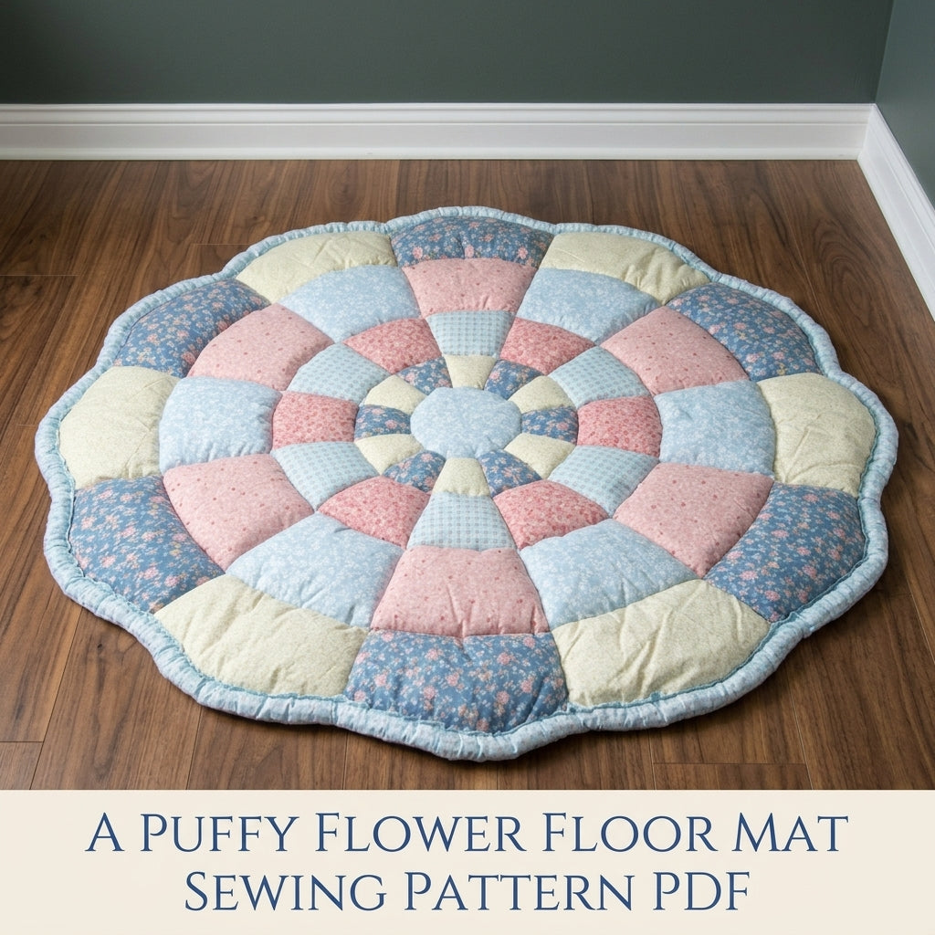 Puffy Patchwork Round Floor Mat Sewing Pattern PDF – Puffy Patchwork Play Mat
