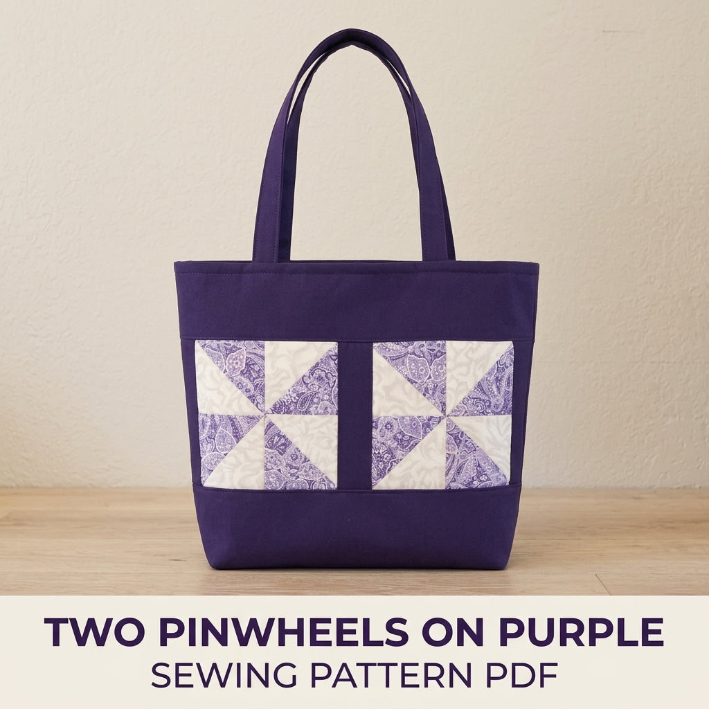 Pinwheel Block Canvas Tote Sewing Pattern PDF – Quilt Block Tote Bag