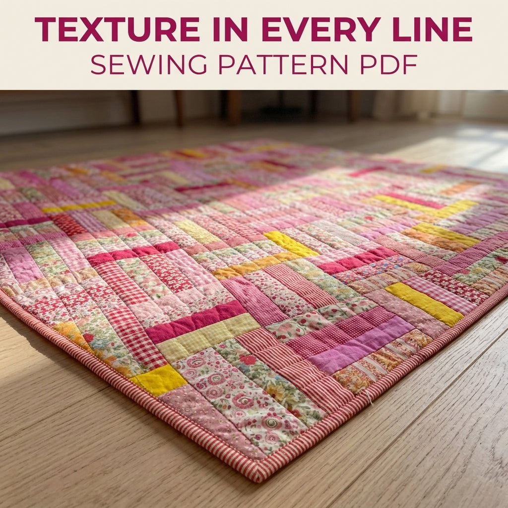 Pink Rail Fence Scrap Quilt Sewing Pattern PDF – Easy Strip Quilt