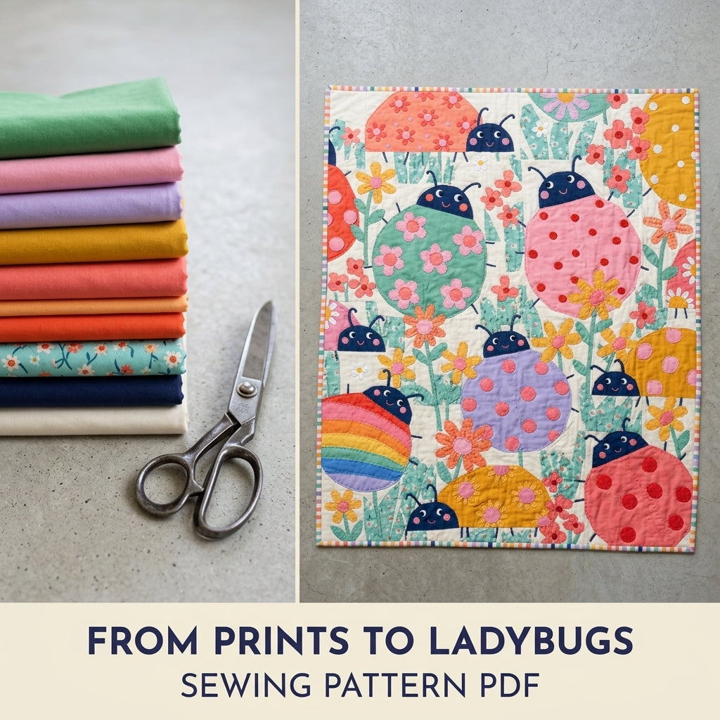 Ladybug Baby Quilt Sewing Pattern PDF – Colourful Appliqué Nursery Quilt