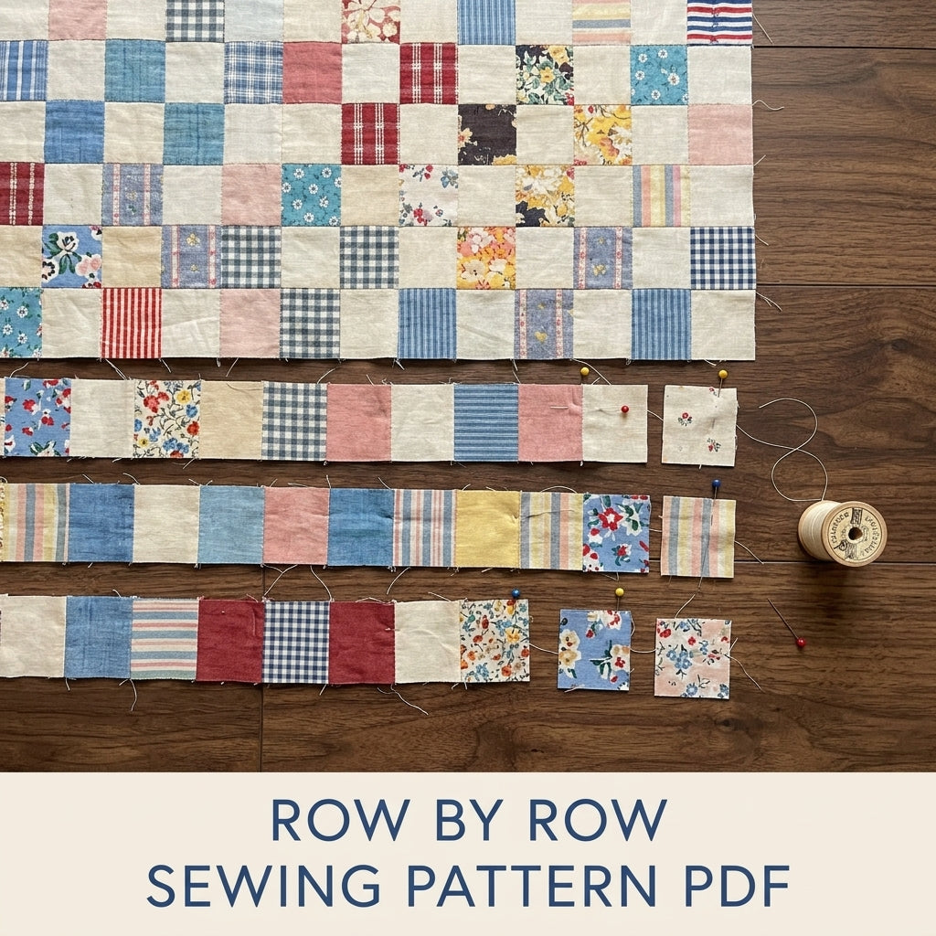 Vintage Postage Stamp Quilt Sewing Pattern PDF – Scrappy Vintage Checkerboard Quilt