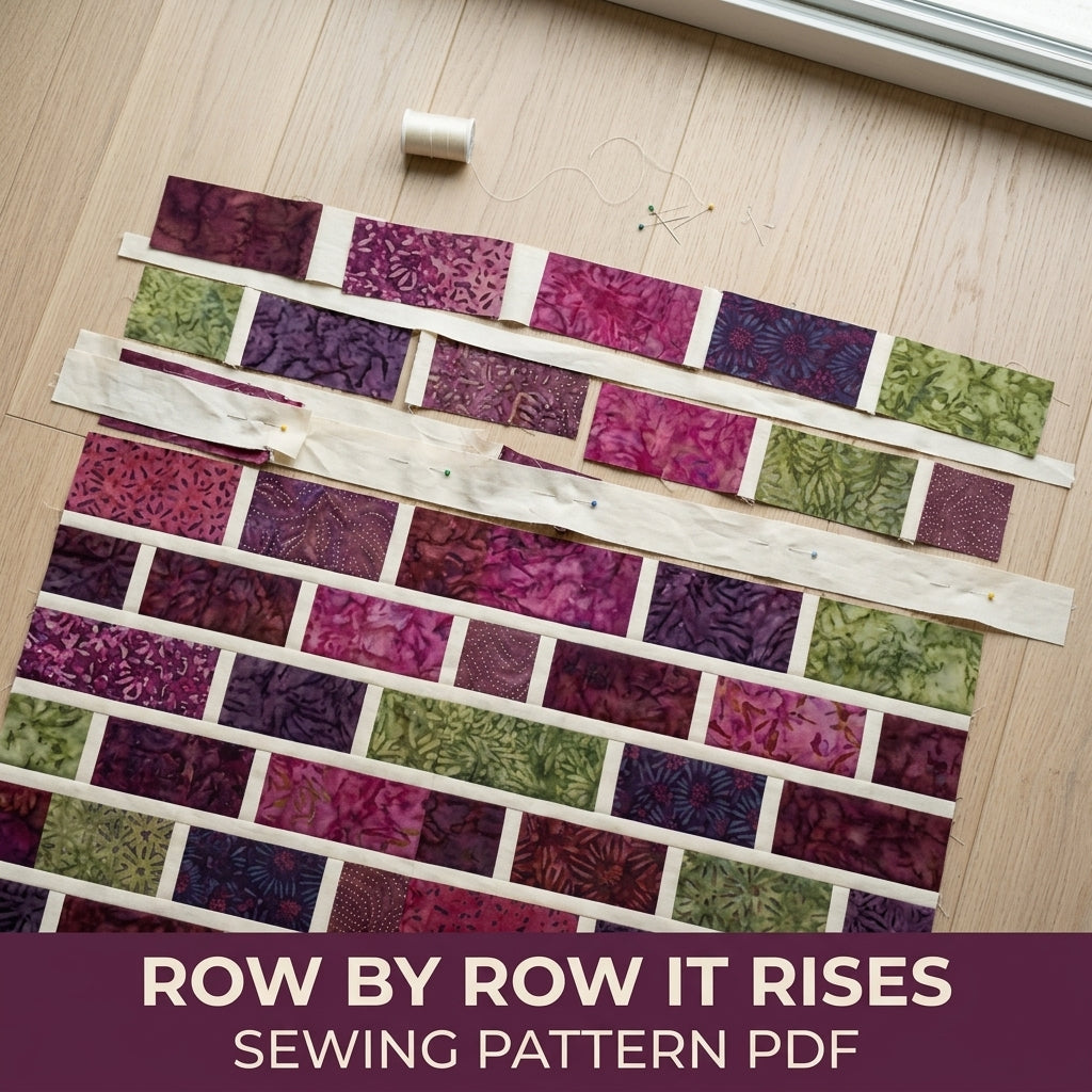 Modern Brick Quilt Pattern PDF – Staggered Brick Throw Quilt for Batik Fabrics