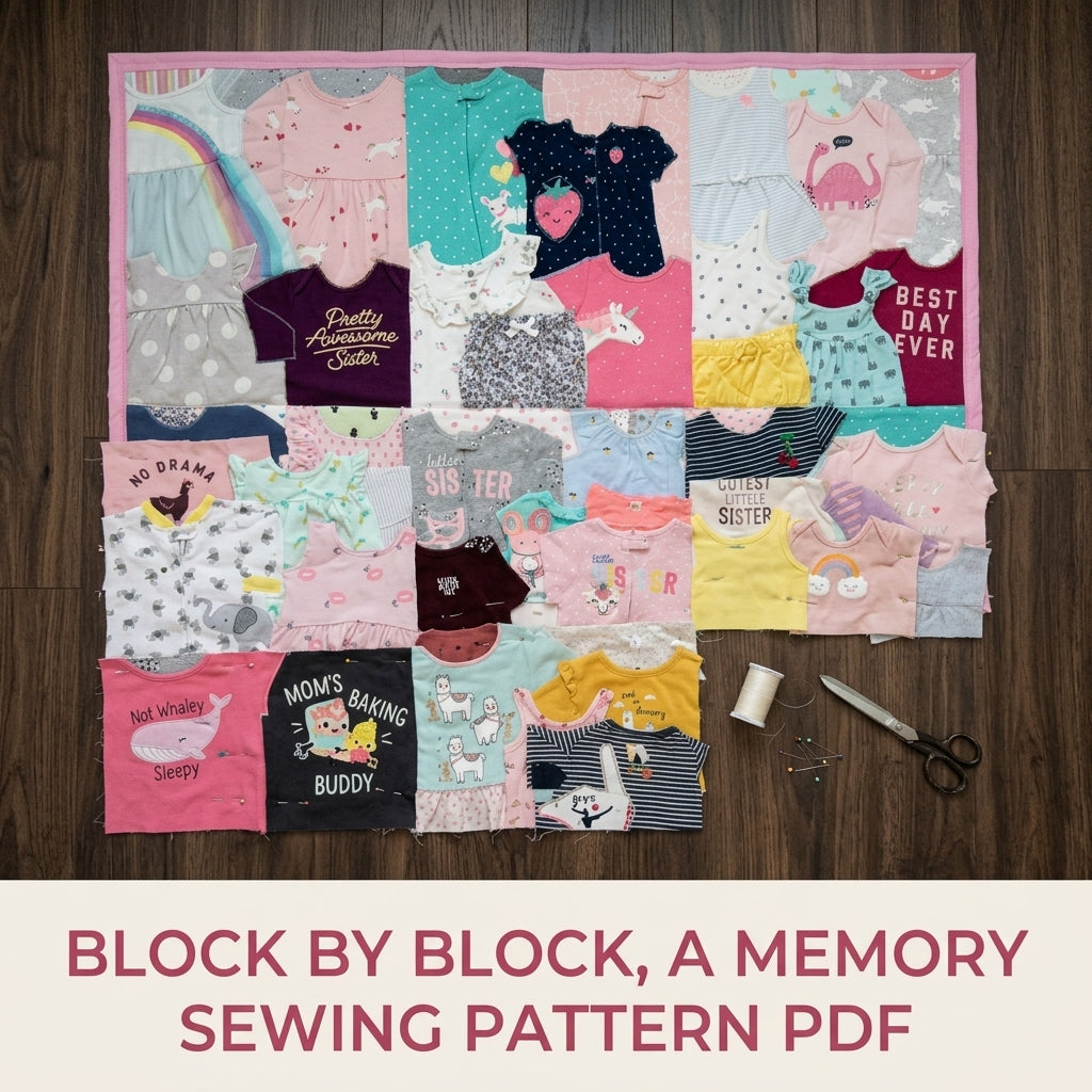 Baby Clothes Memory Quilt Sewing Pattern PDF – Keepsake Quilt from Onesies