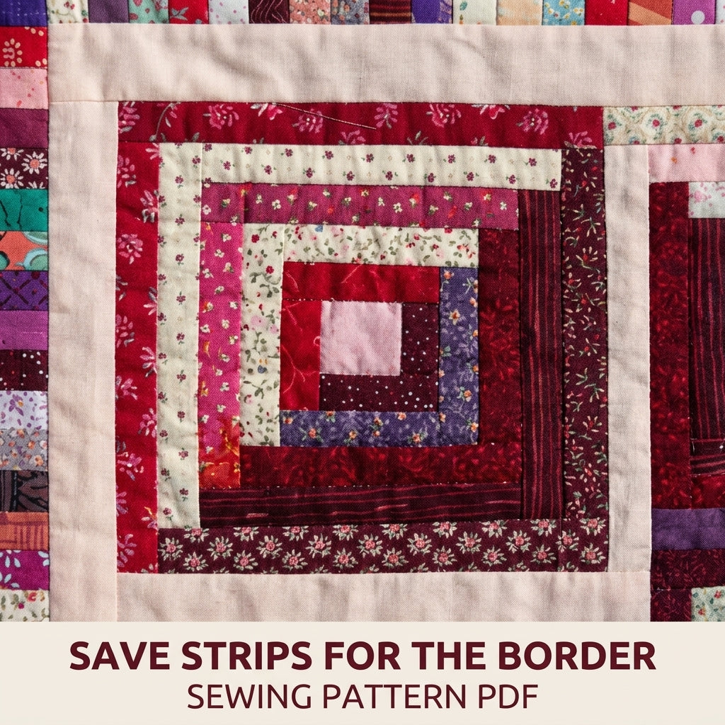 Scrappy Log Cabin Piano Key Quilt Sewing Pattern PDF – Square Throw Quilt