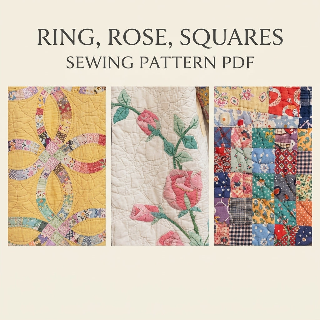 Wedding Ring Rose Quilt Coat Sewing Pattern PDF – Long Coat from Vintage Quilts