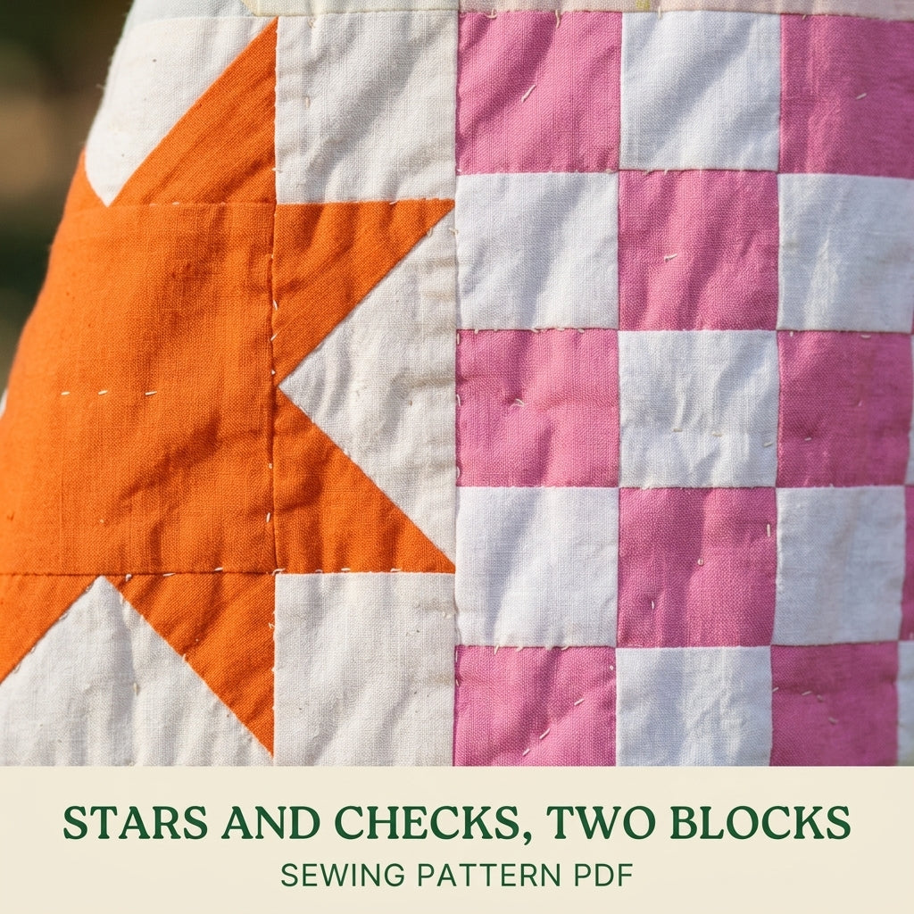 Stars and Checkers Quilt Pattern PDF – Sawtooth Star and Checkerboard Throw