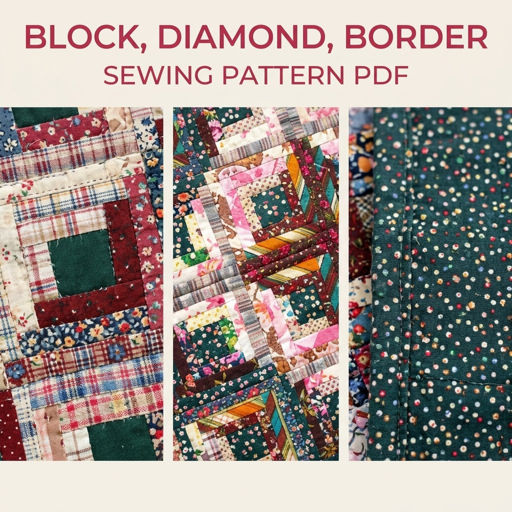 Floral Log Cabin Diamond Quilt Sewing Pattern PDF – Scrappy Barn Raising Quilt