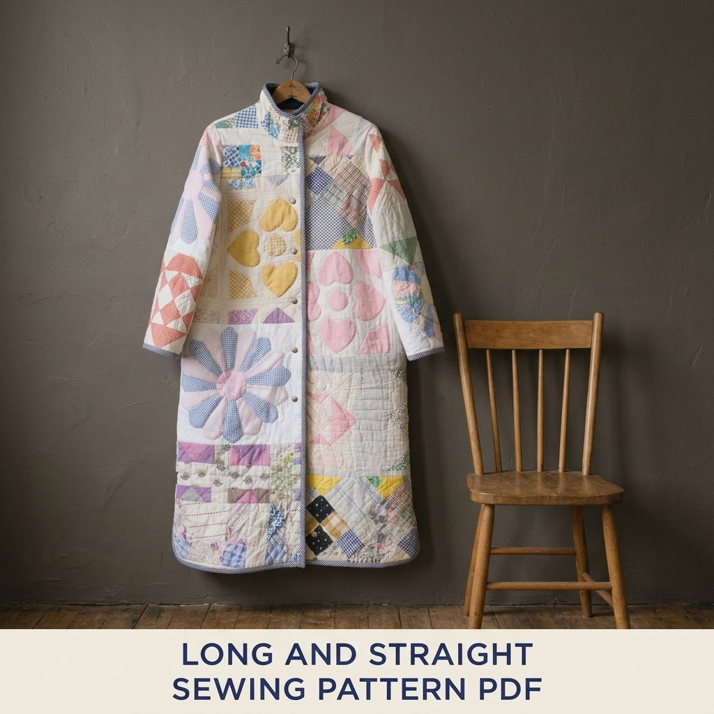 Dresden Heart Flower Quilt Coat Sewing Pattern PDF – Pastel Long Quilt Coat
