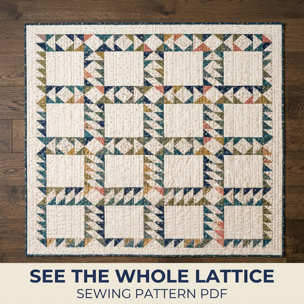 Flying Geese Quilt Pattern PDF – Traditional Throw Quilt with Flying Geese Lattice