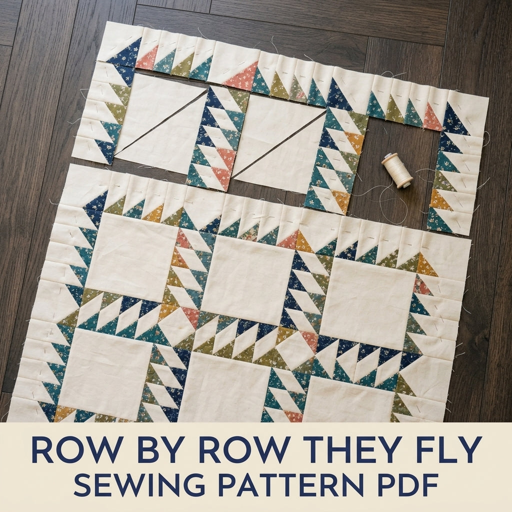 Flying Geese Quilt Pattern PDF – Traditional Throw Quilt with Flying Geese Lattice