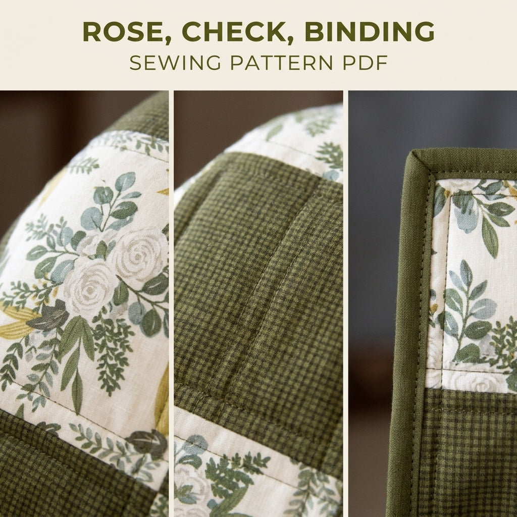 Olive Botanical Checkerboard Lap Quilt Sewing Pattern PDF – Easy Two Fabric Quilt