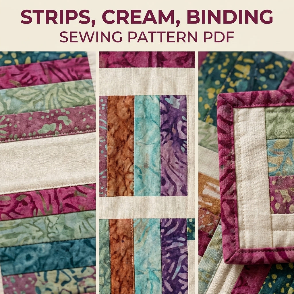 Modern Rail Fence Quilt Pattern PDF – Scrappy Strip Throw Quilt for Batik Fabrics