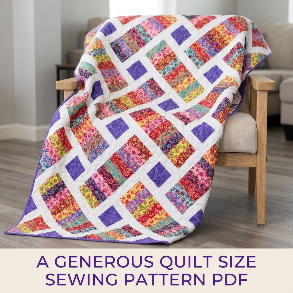 Strip Rectangle Lattice Quilt Sewing Pattern PDF – Jelly Roll Friendly Quilt