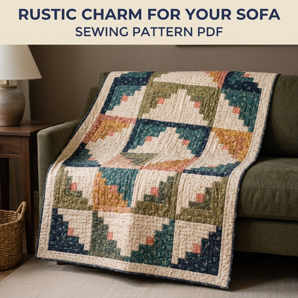 Log Cabin Quilt Pattern PDF – Traditional Strip Pieced Throw Quilt