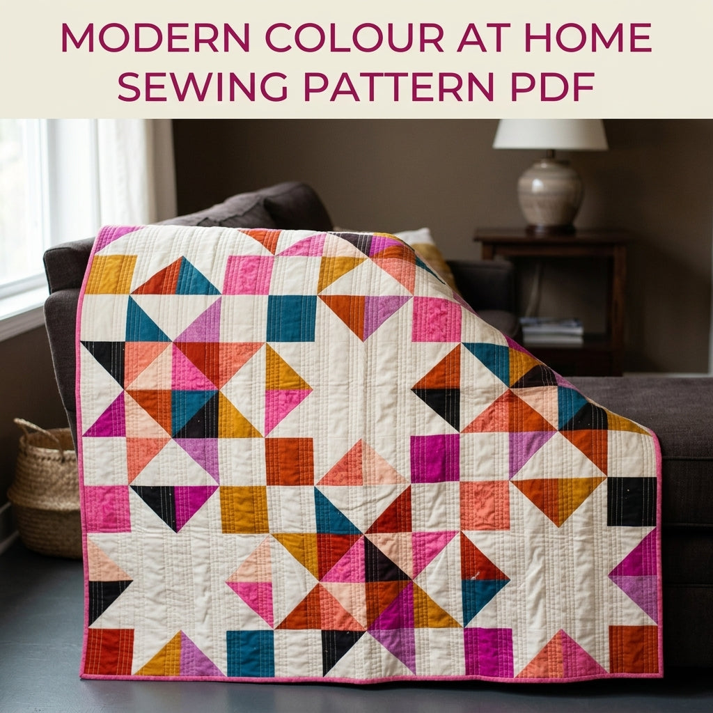 Modern Big Star Quilt Pattern PDF – Bold Half-Square Triangle Star Quilt