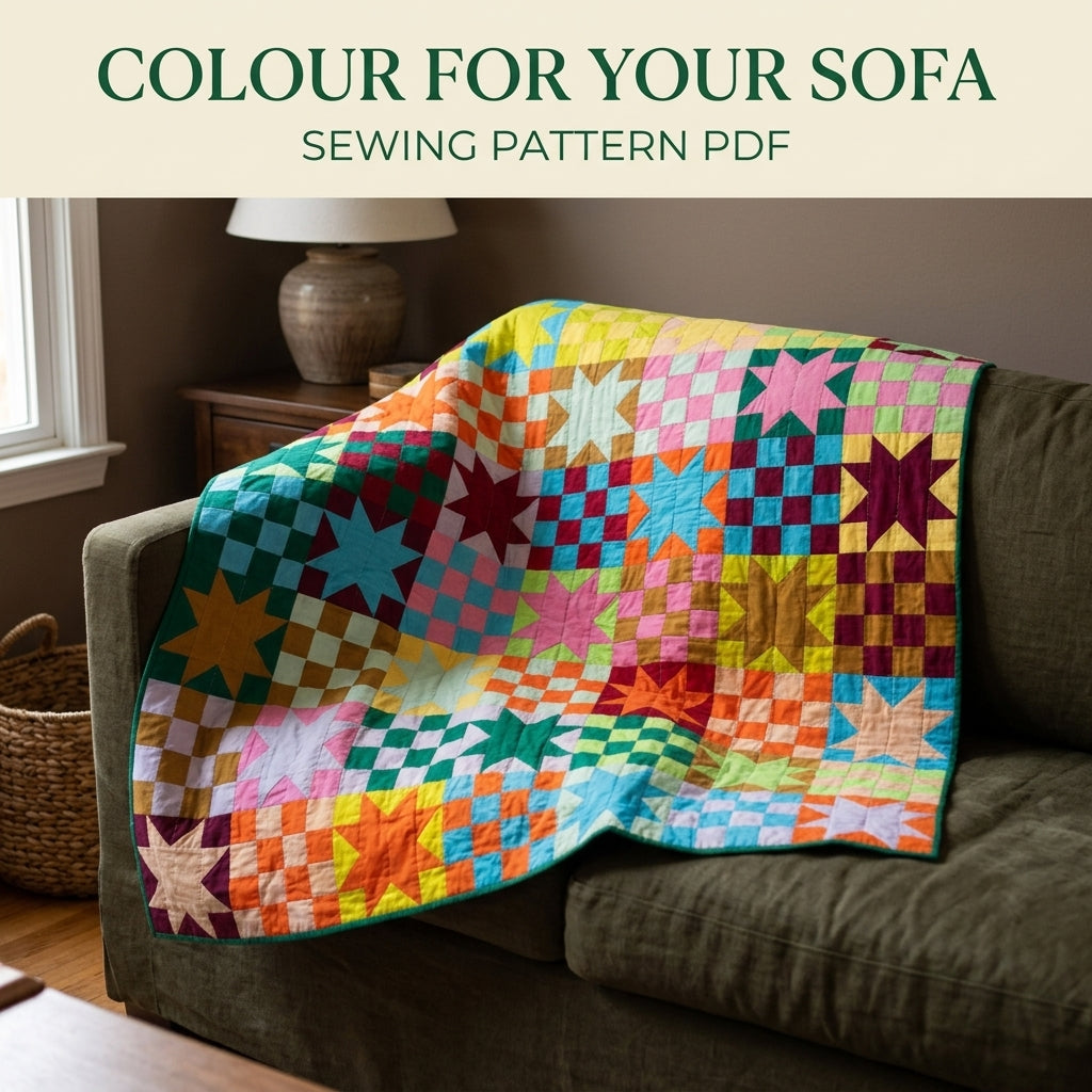 Stars and Checkers Quilt Pattern PDF – Sawtooth Star and Checkerboard Throw
