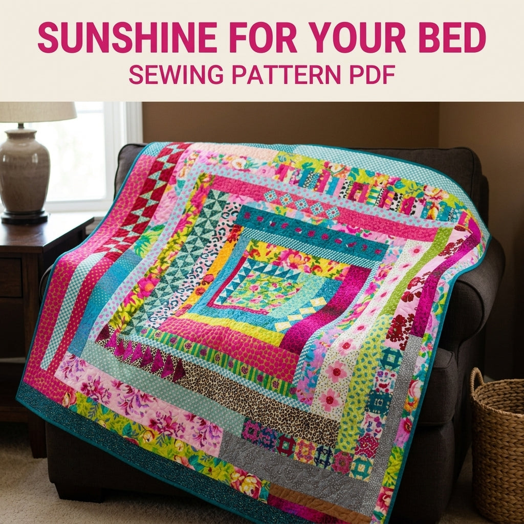 Bright Medallion Strip Quilt Pattern PDF – Hot Pink and Teal Improv Medallion