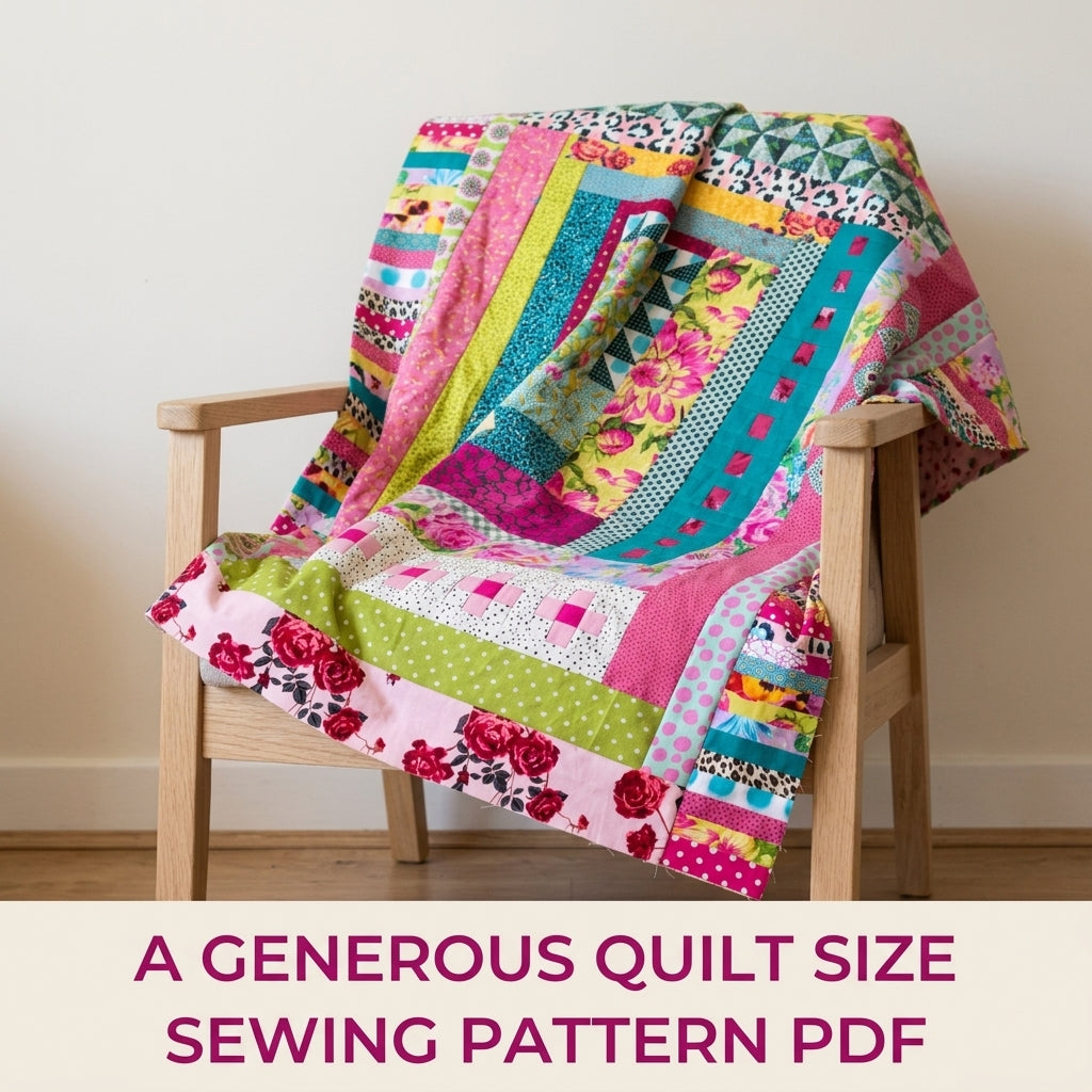 Bold Medallion Round Quilt Pattern PDF – Maximalist Scrappy Medallion Quilt