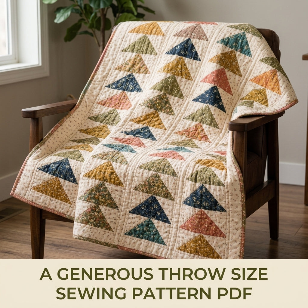 Flying Geese Columns Quilt Pattern PDF – Traditional Throw Quilt with Sashed Geese Columns