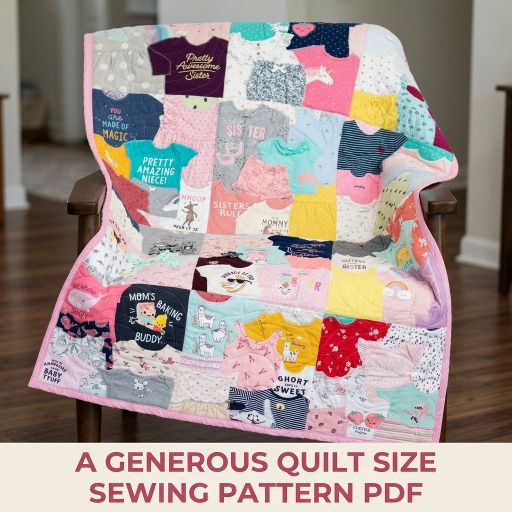 Baby Clothes Memory Quilt Sewing Pattern PDF – Keepsake Quilt from Onesies