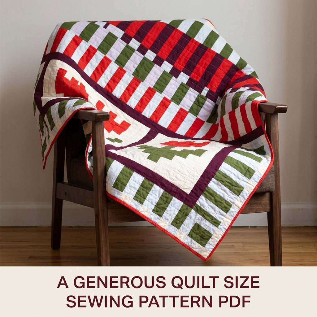 Pixel Tulip Stripe Quilt Sewing Pattern PDF – Modern Tulip Quilt with Bar Rows