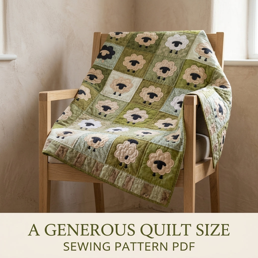 Sheep Meadow Quilt Sewing Pattern PDF – Farmhouse Sheep Appliqué Quilt