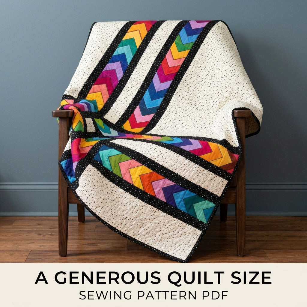 Rainbow Arrow Lattice Quilt Sewing Pattern PDF – Modern Flying Geese Quilt