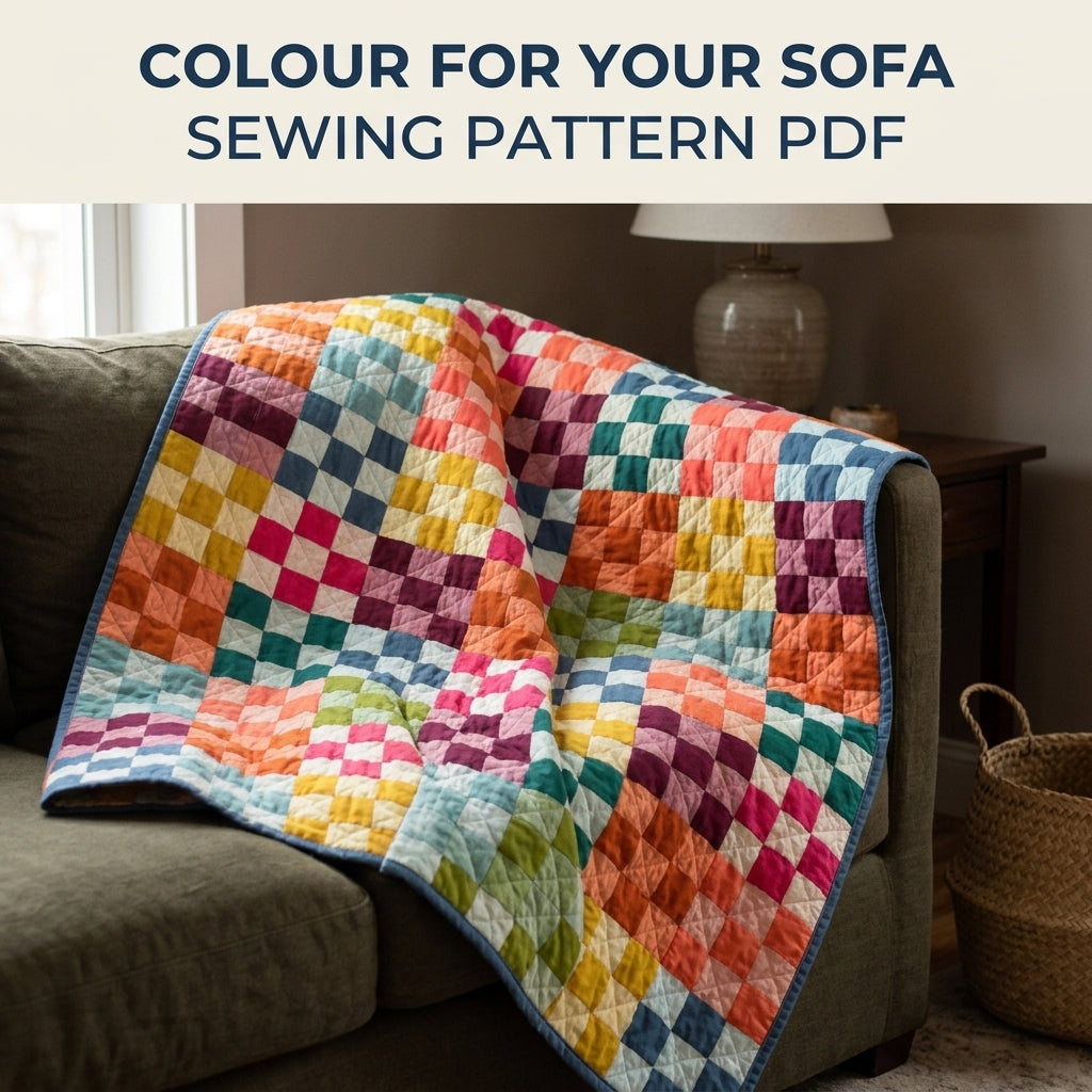 Rainbow Checkerboard Quilt Pattern PDF – Easy Squares Only Throw Quilt in Solids