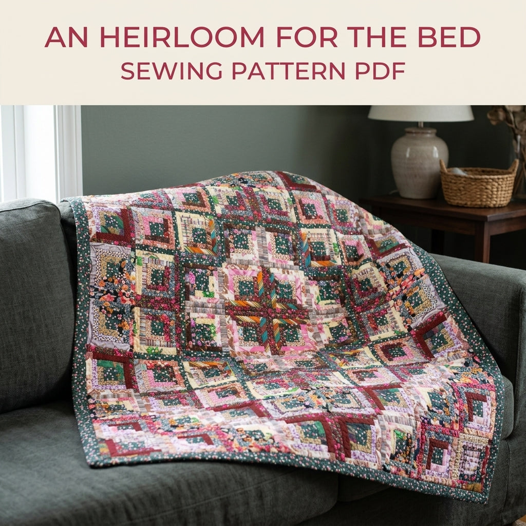 Floral Log Cabin Diamond Quilt Sewing Pattern PDF – Scrappy Barn Raising Quilt