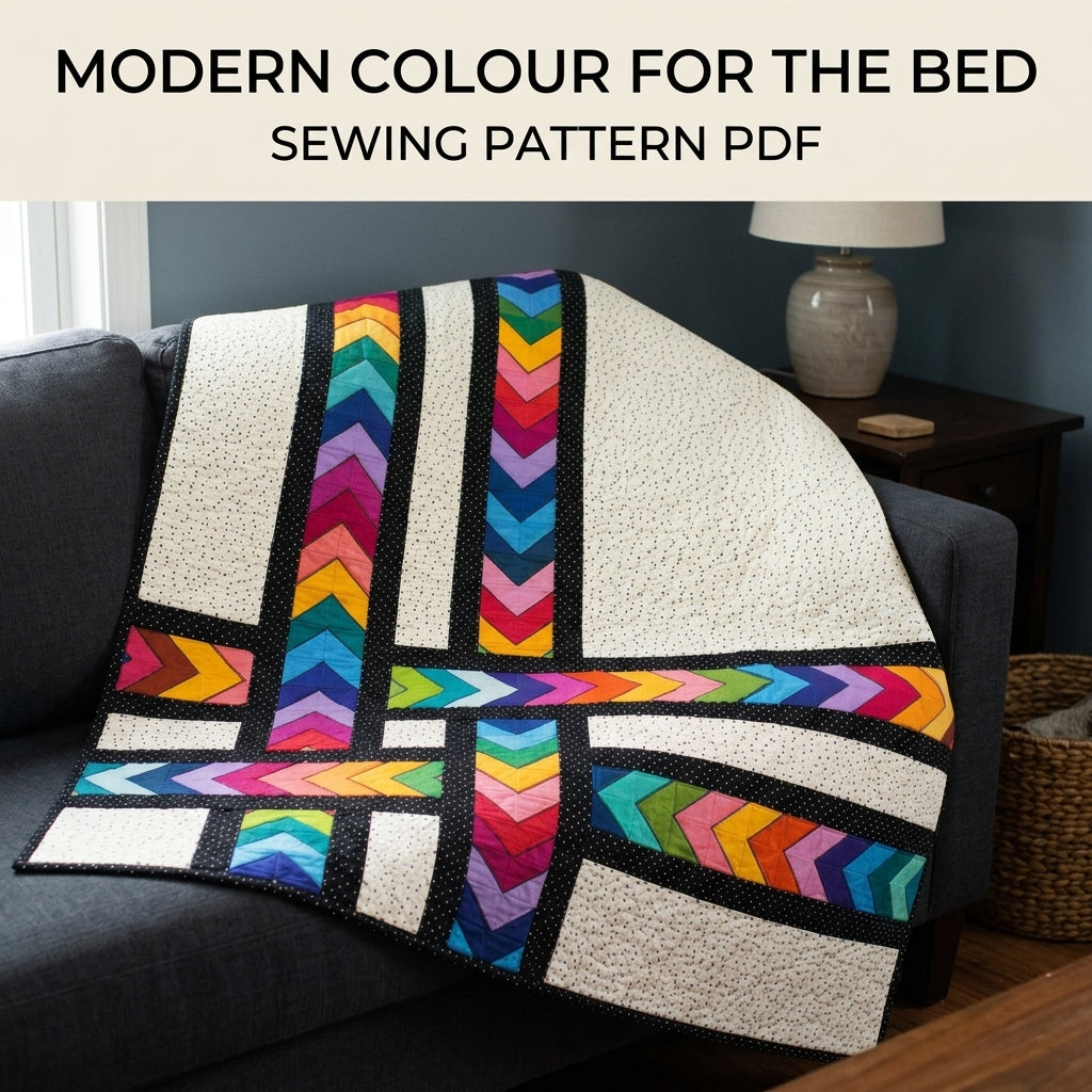 Rainbow Arrow Lattice Quilt Sewing Pattern PDF – Modern Flying Geese Quilt