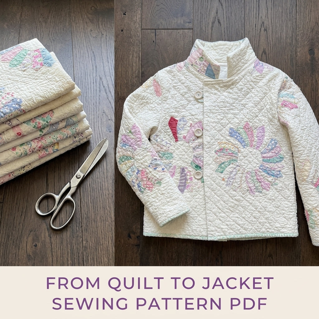 Dresden Plate Quilt Jacket Sewing Pattern PDF – Upcycled Quilt Coat