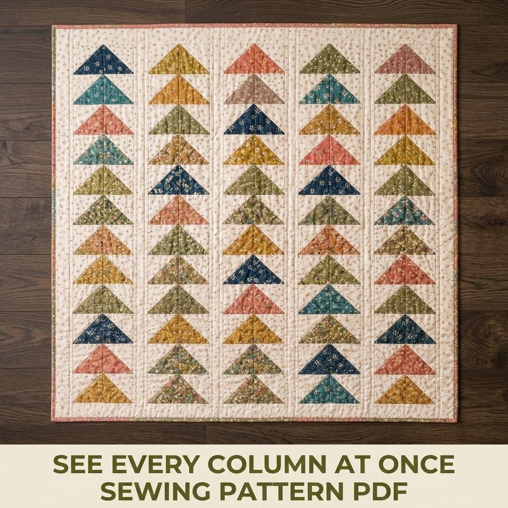 Flying Geese Columns Quilt Pattern PDF – Traditional Throw Quilt with Sashed Geese Columns