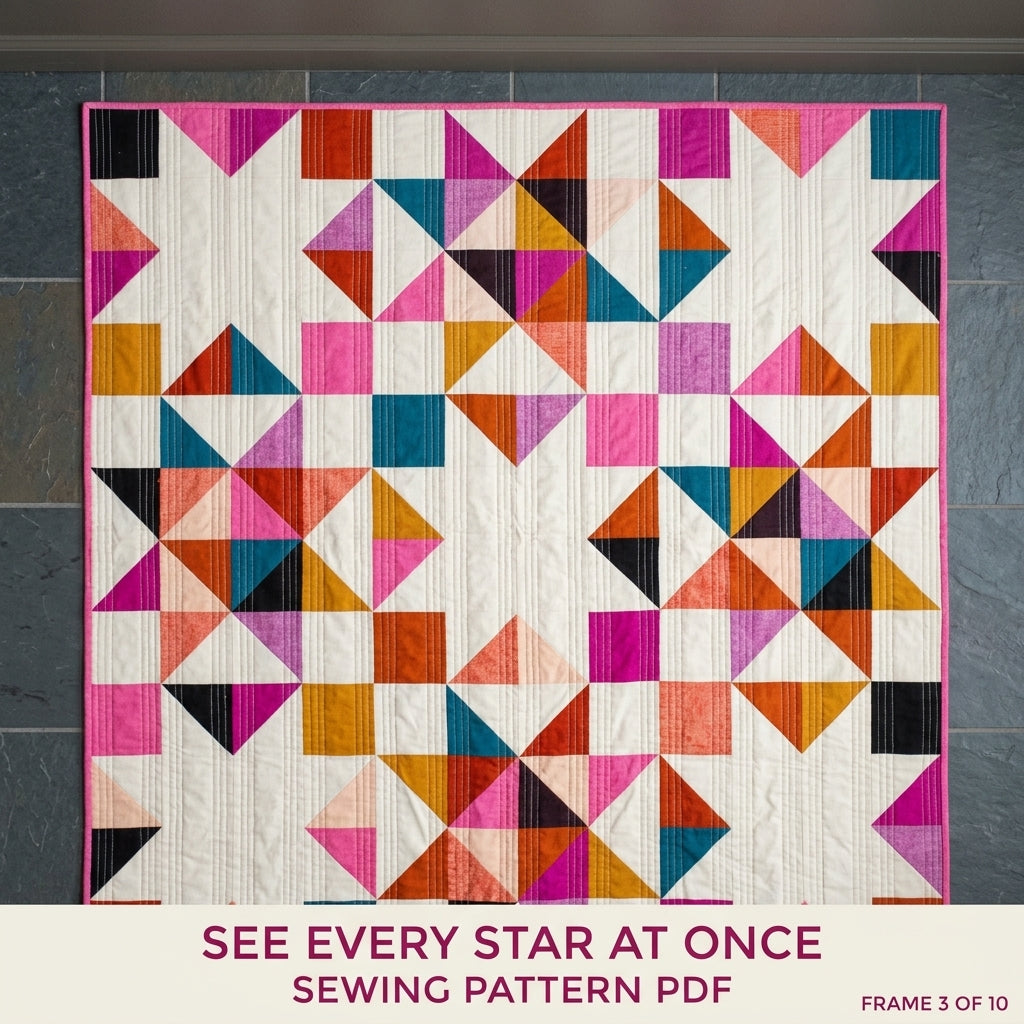 Modern Big Star Quilt Pattern PDF – Bold Half-Square Triangle Star Quilt