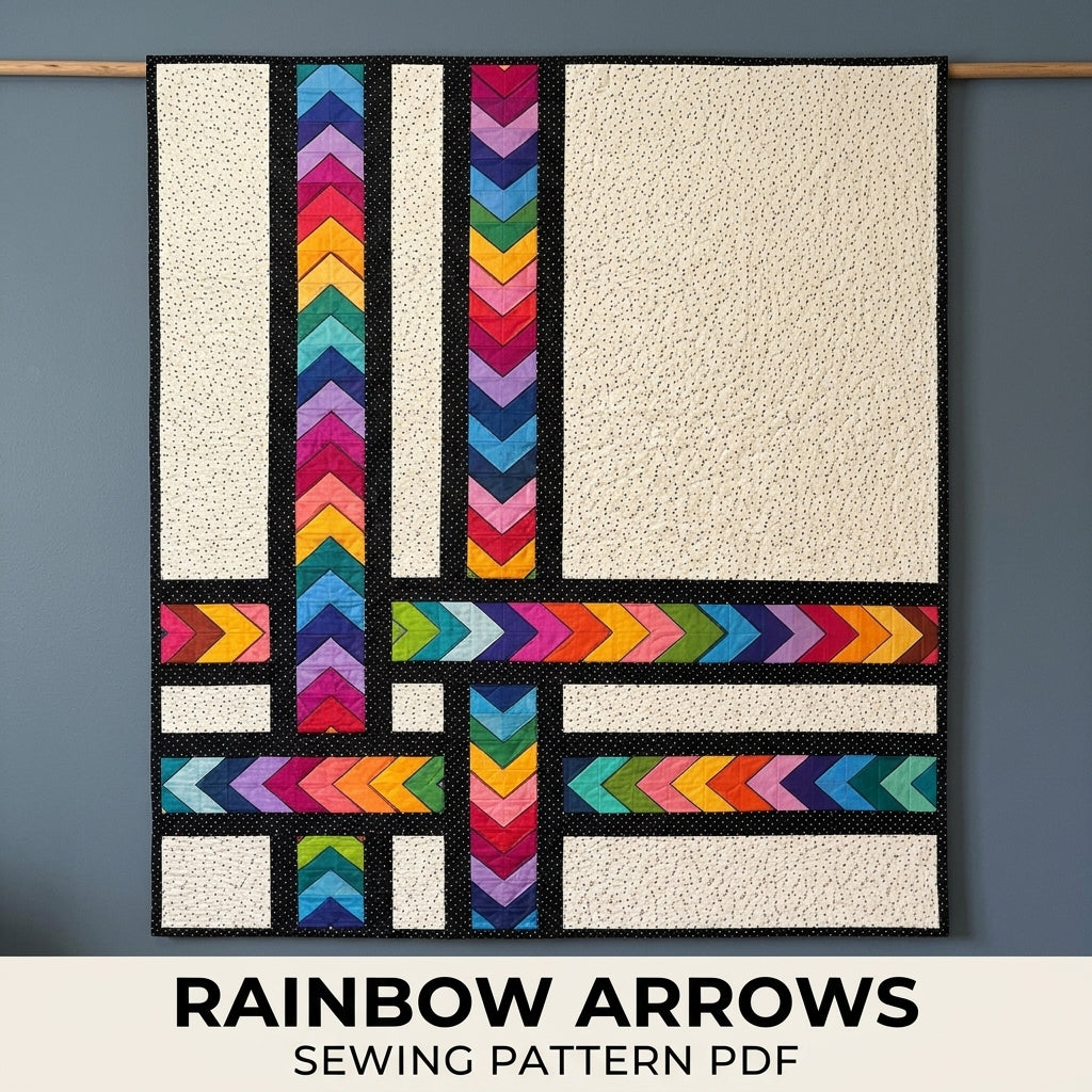 Rainbow Arrow Lattice Quilt Sewing Pattern PDF – Modern Flying Geese Quilt