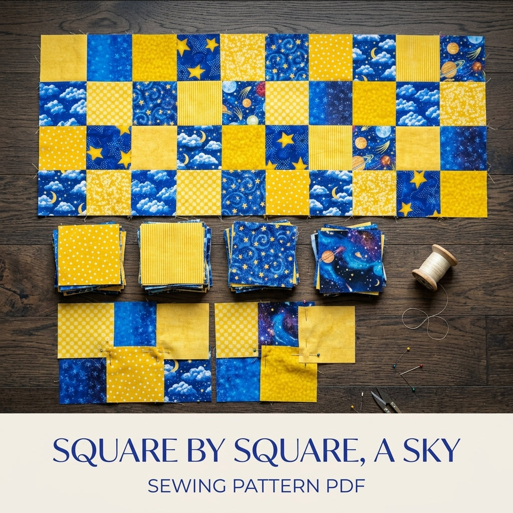 Star and Moon Checkerboard Quilt Sewing Pattern PDF – Easy Kids Square Quilt