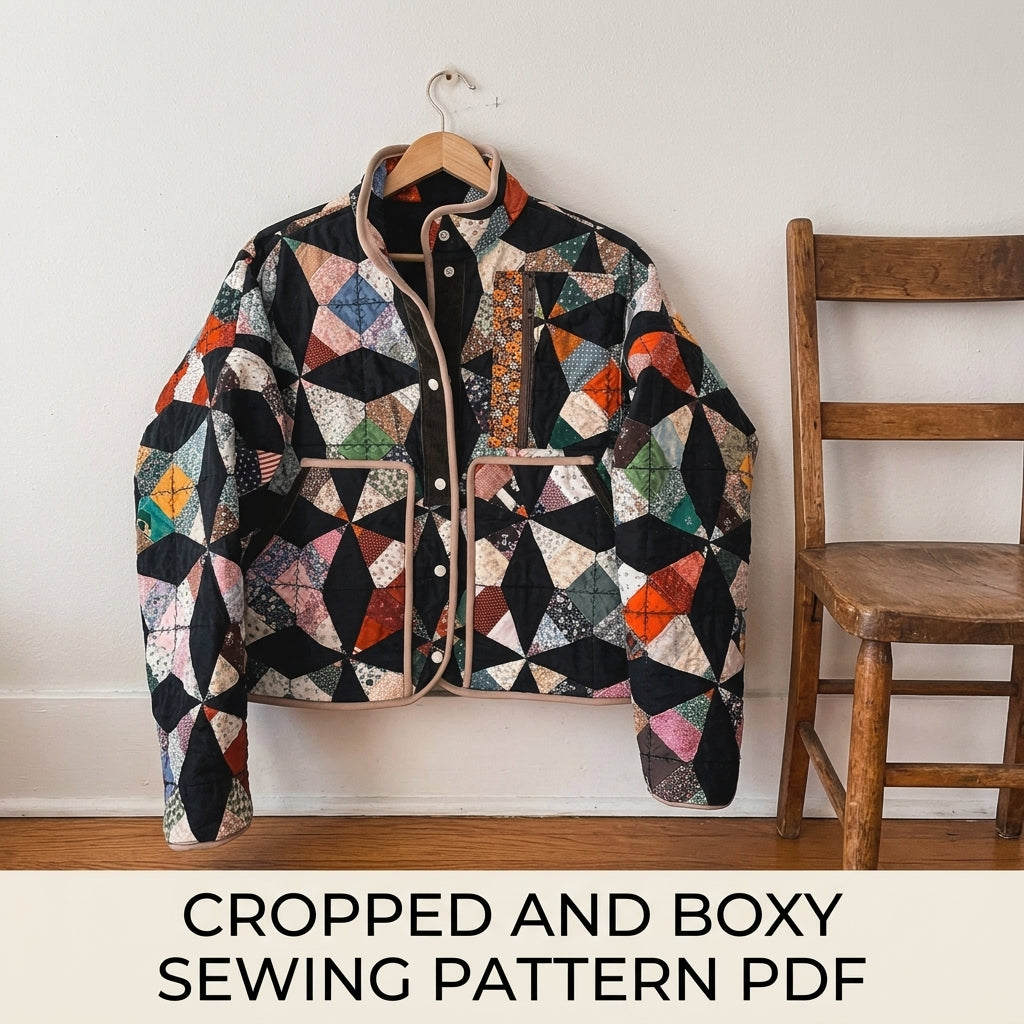 Kaleidoscope Quilt Jacket Sewing Pattern PDF – Cropped Quilt Coat